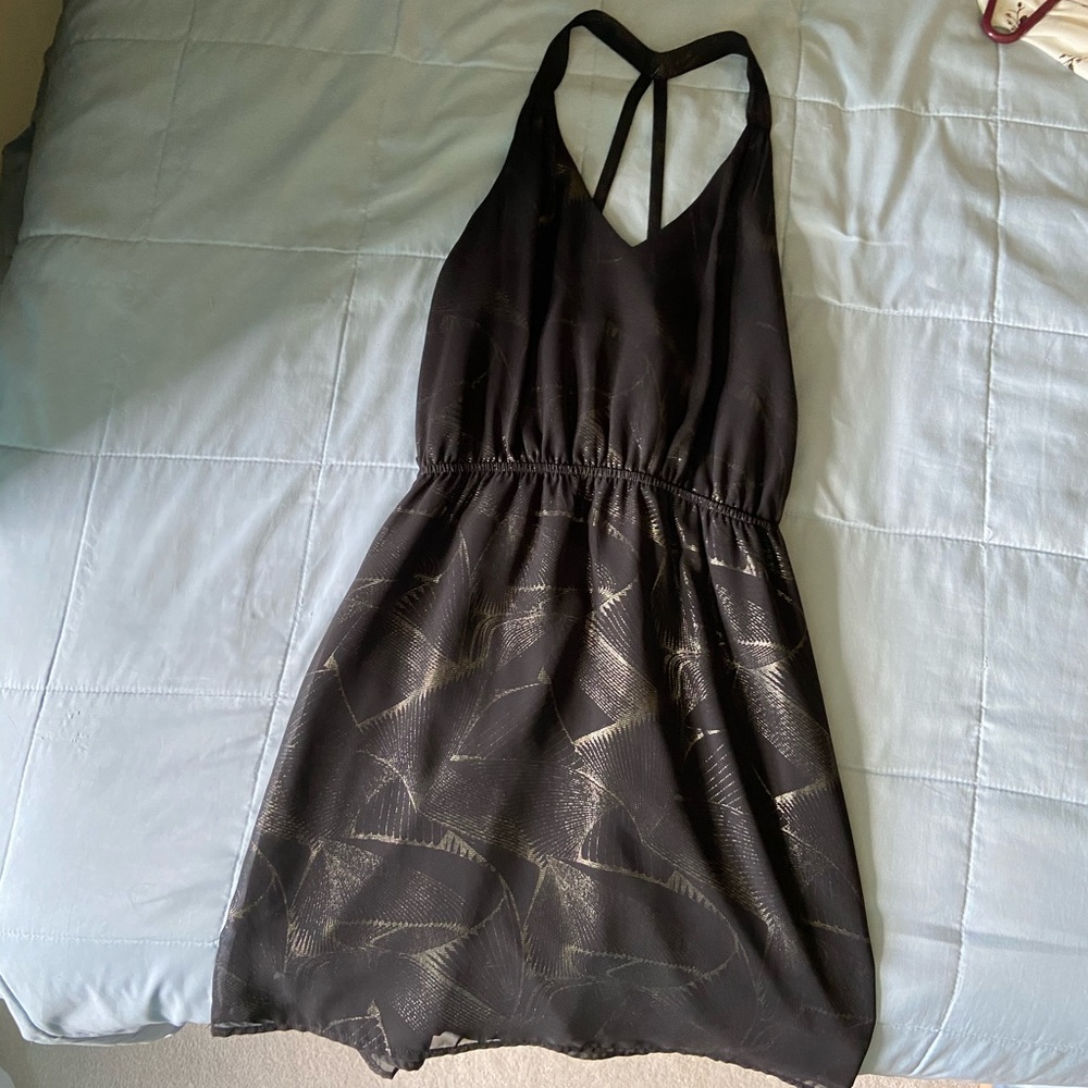 Forever 21 Black Dress with Shiny Gold Detailing